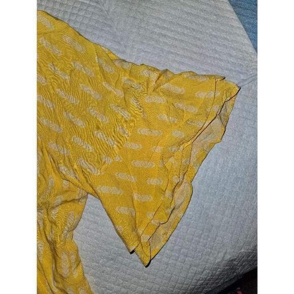 Matilda Jane Top Blouse Women's Size Medium Yellow Spring Bell Sleeves - Picture 5 of 12